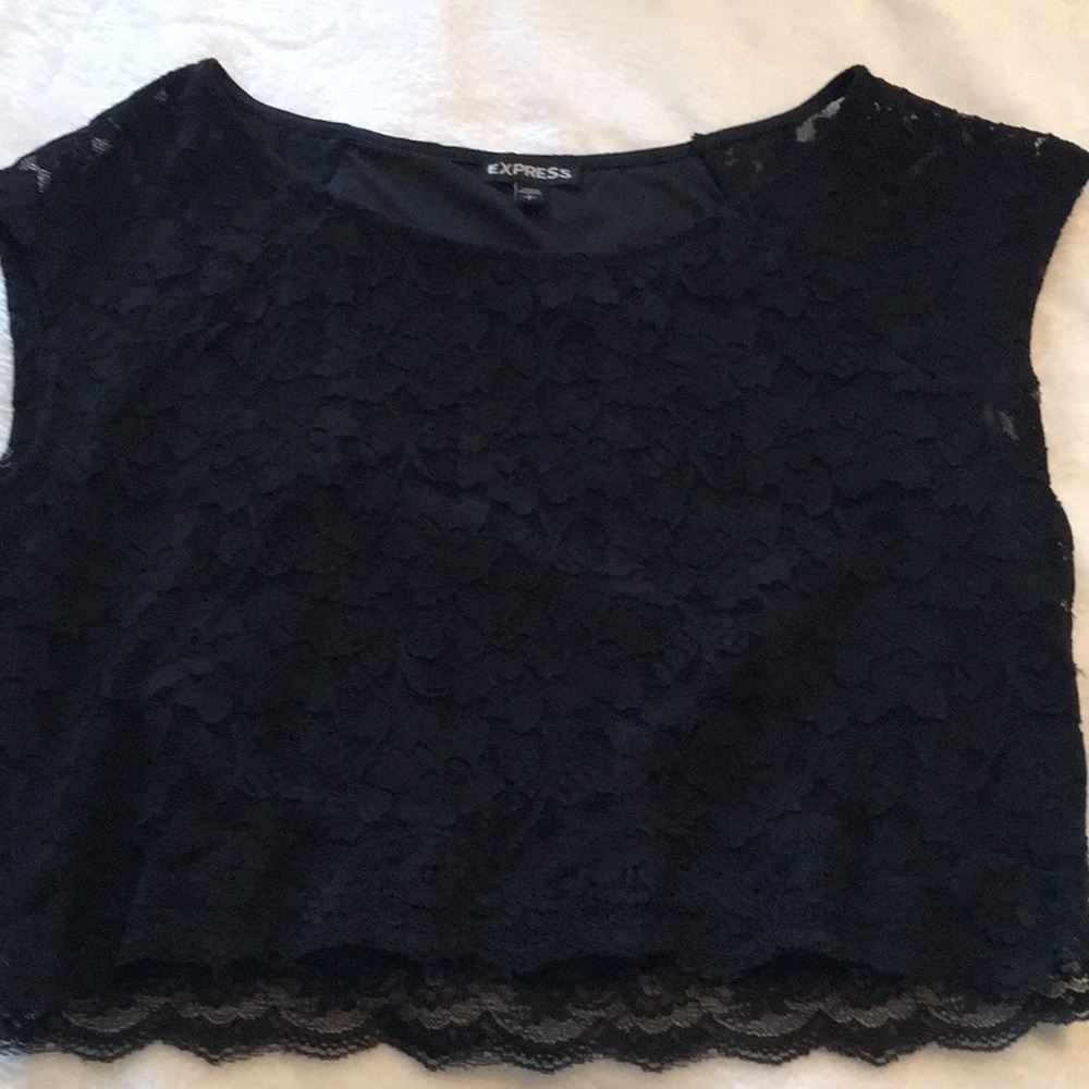 Never worn black lace crop top